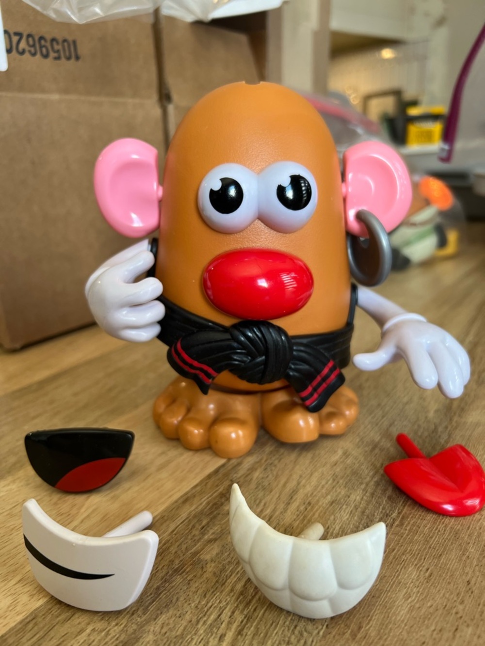 Classic Brown Kids Toy Figure with Pink Ears and Red Nose